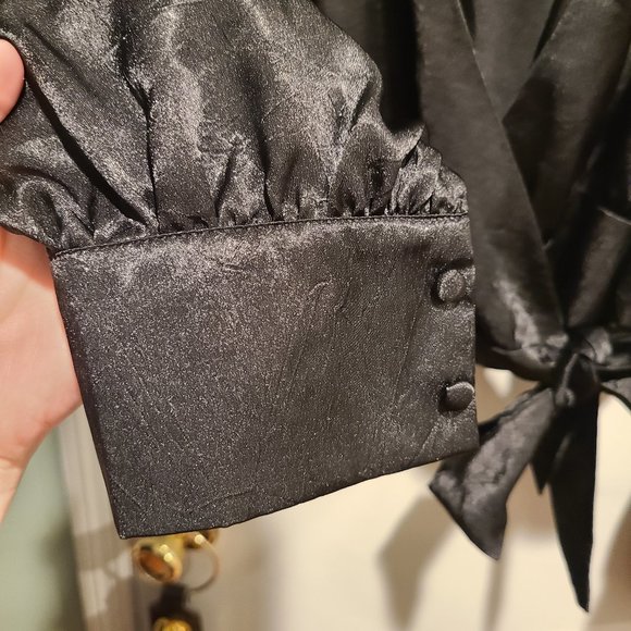 NWT Cozy Casual Black Wrap Blouse - Picture 3 of 5